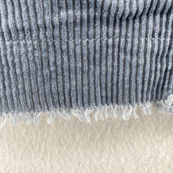 ZARA Jacket Womens S Wide Wale Corduroy Trucker Oversized Fringed Button Up Blue - Picture 9 of 13